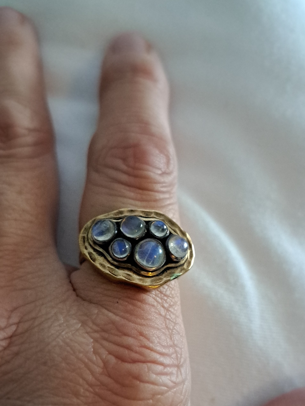 SS/ Moonstone Cluster Ring - Blue Moonstones